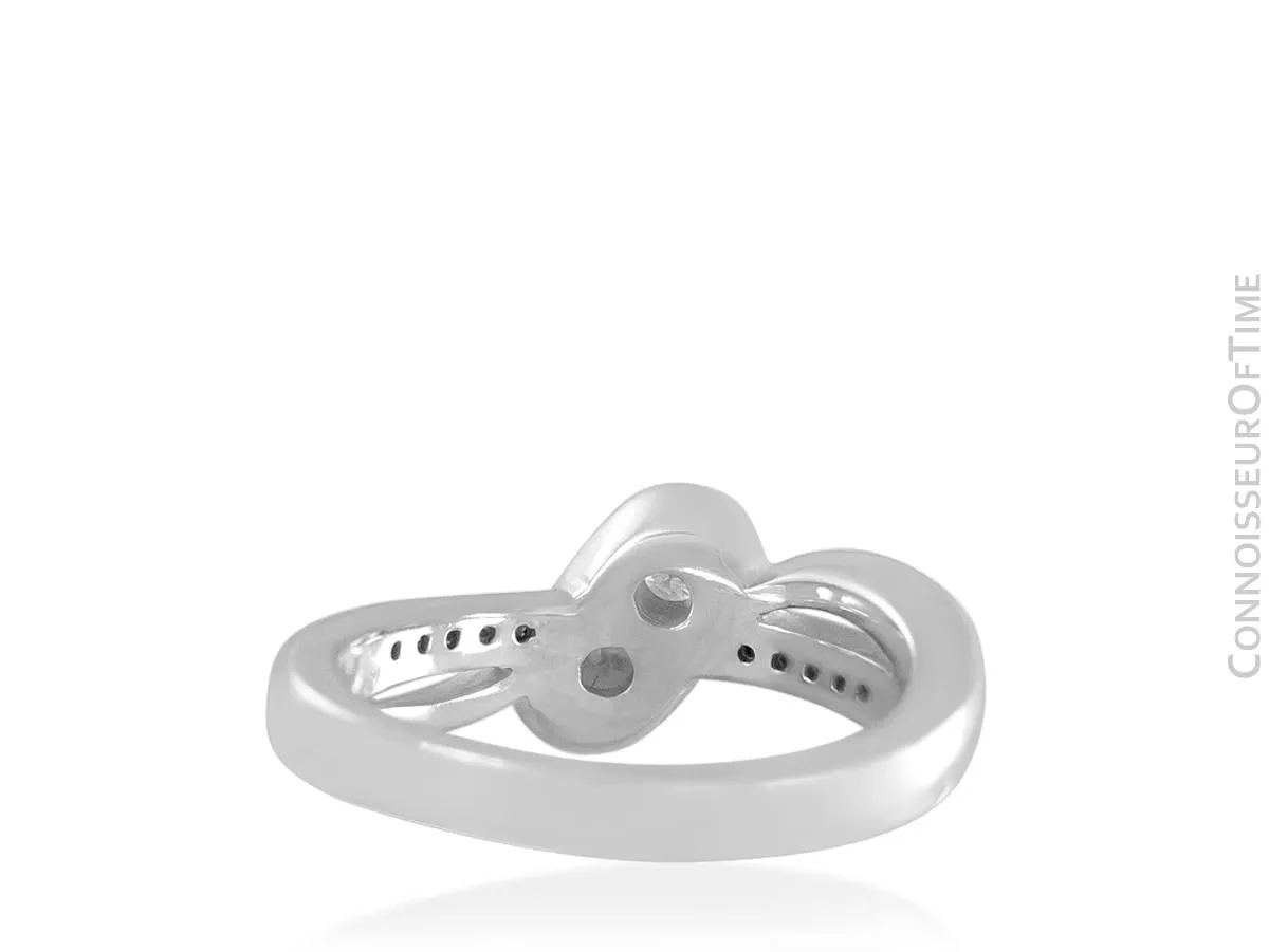 14K White Gold & Diamond 2-Stone Ever Us Style Bypass Engagement Wedding Ring - .53 Carat Total Weight