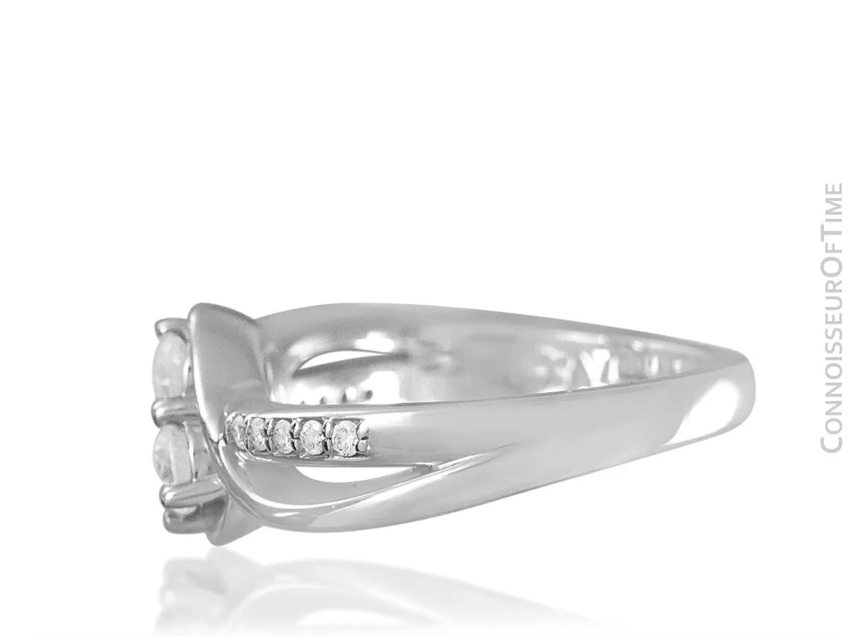 14K White Gold & Diamond 2-Stone Ever Us Style Bypass Engagement Wedding Ring - .53 Carat Total Weight