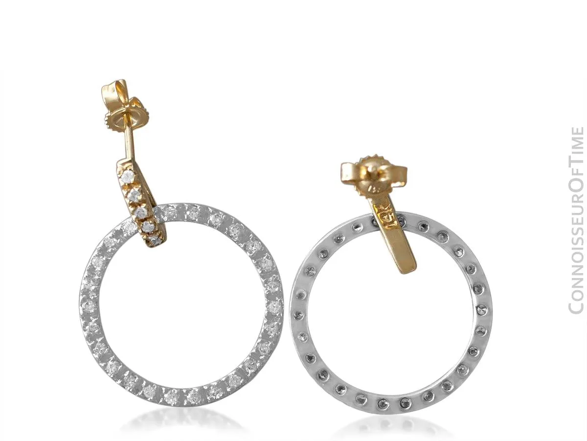 14K White Gold & Yellow Gold Two-Tone Diamond Hoop Earrings, .75 Carats Total