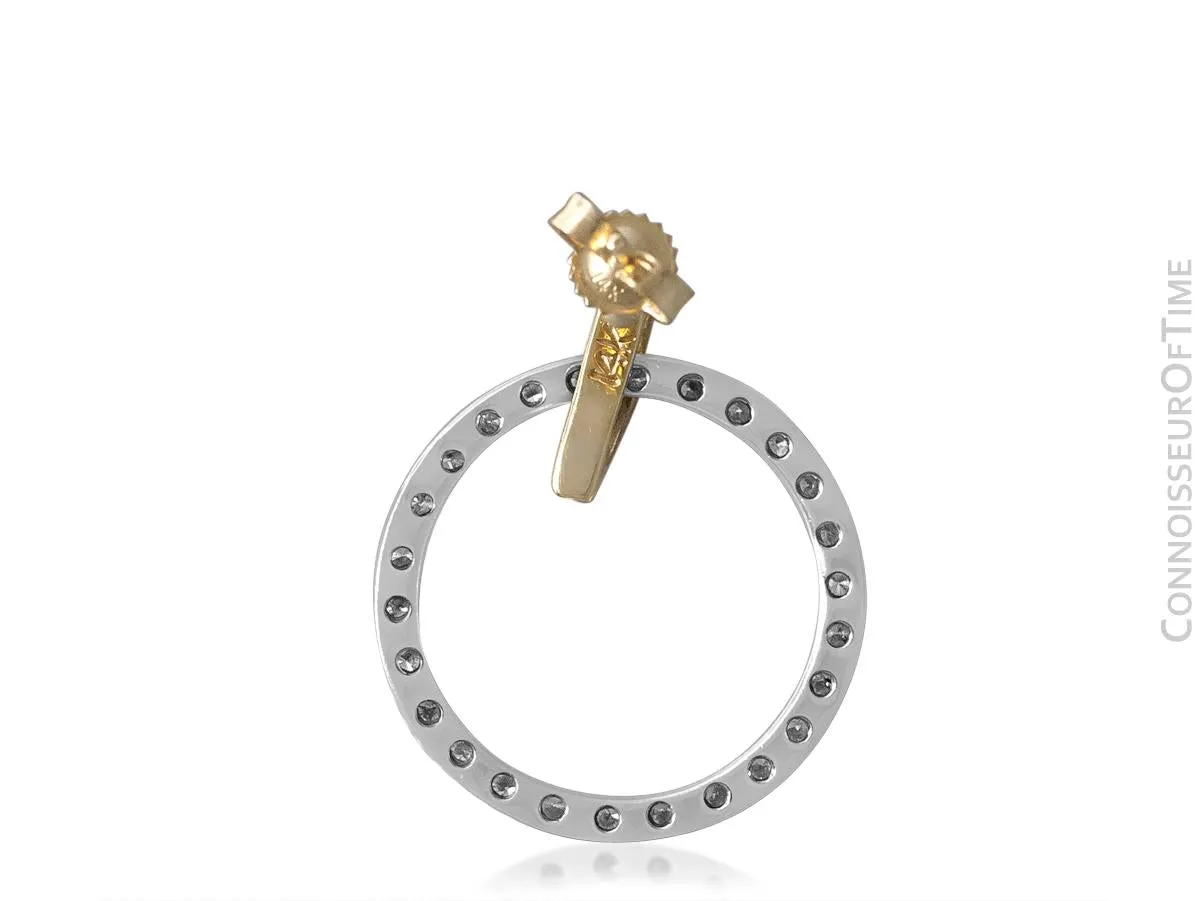 14K White Gold & Yellow Gold Two-Tone Diamond Hoop Earrings, .75 Carats Total