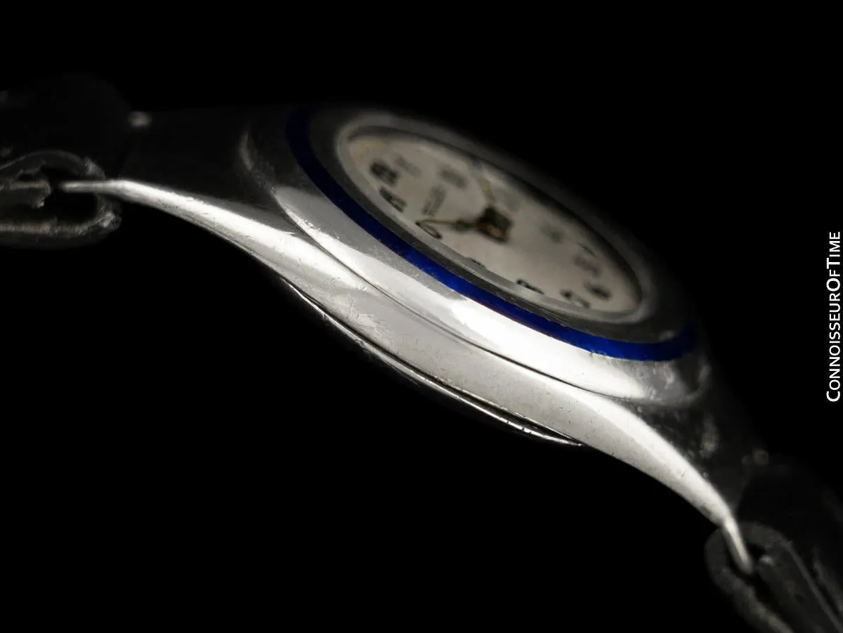 1912 Rolex Extremely Rare & Early Vintage Ladies Pre-World War I Era Trench Watch - Sterling Silver & Enamel