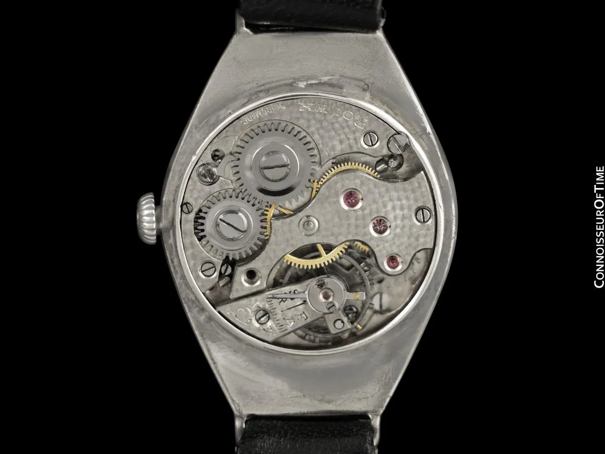 1912 Rolex Extremely Rare & Early Vintage Ladies Pre-World War I Era Trench Watch - Sterling Silver & Enamel