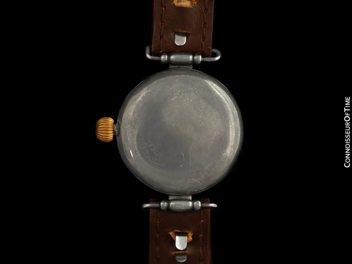 1918 Rolex Vintage Mens World War I Era Military Officers Trench Watch - Sterling Silver