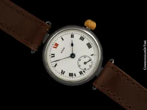 1918 Rolex Vintage Mens World War I Era Military Officers Trench Watch - Sterling Silver