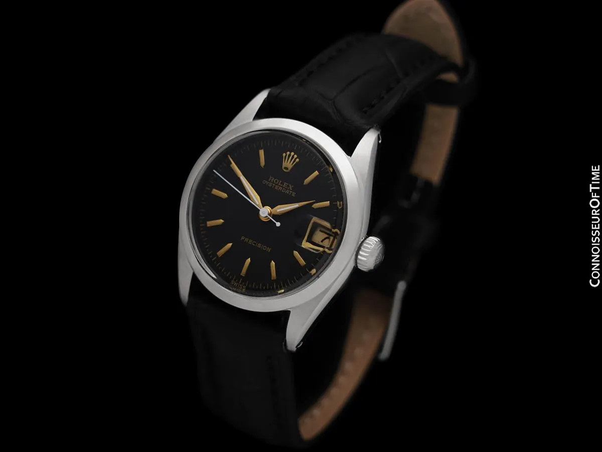 1956 Rolex Oysterdate Vintage Mens Midsize Unisex Ref. 6466 Watch - Stainless Steel