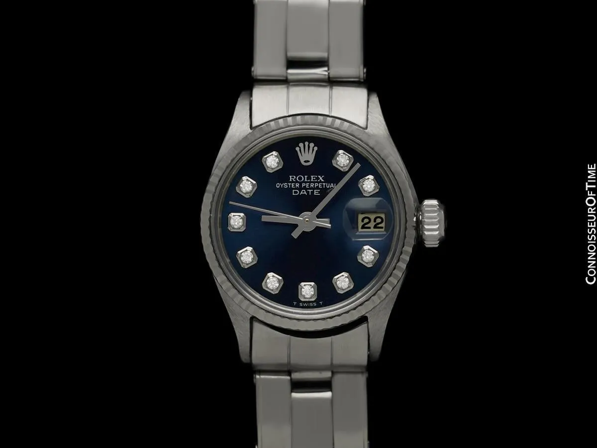 1962 Rolex Vintage Ladies Date Datejust Watch - Stainless Steel, 18K White Gold & Diamonds