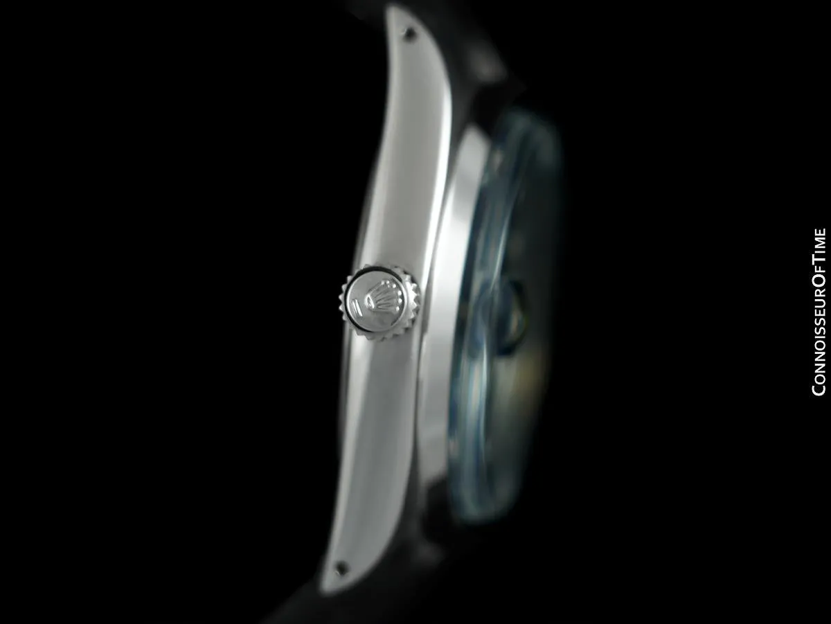 1968 Rolex Oysterdate Mens Vintage Ref. 6694 Date Watch with Blue Dial - Stainless Steel & Diamonds