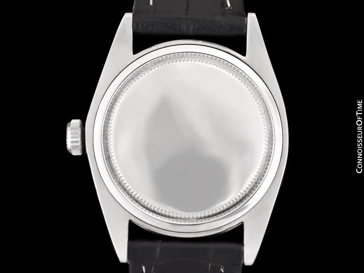 1971 Rolex Oysterdate Vintage Mens Black Dial Watch with Date - Stainless Steel