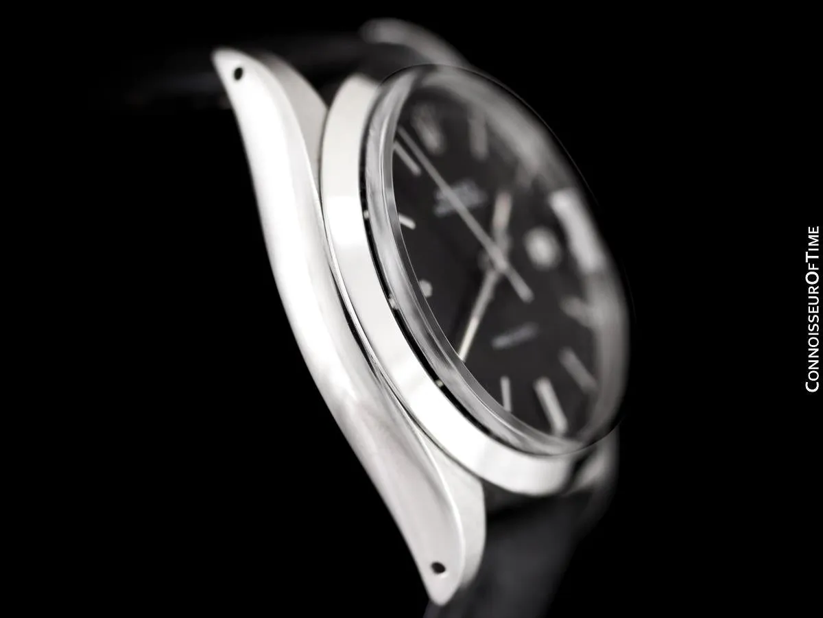 1971 Rolex Oysterdate Vintage Mens Black Dial Watch with Date - Stainless Steel