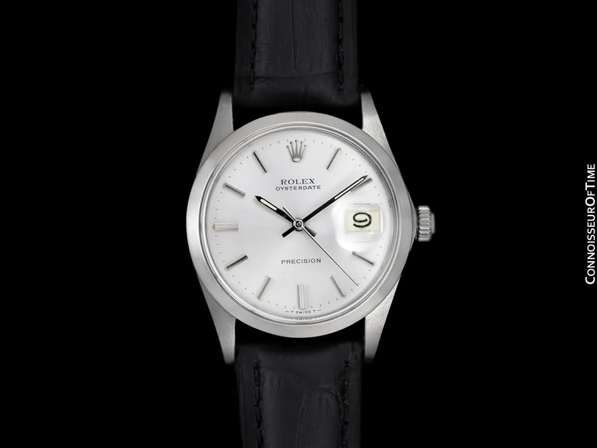 1971 Rolex Oysterdate Vintage Mens Silver Dial Watch with Date - Stainless Steel