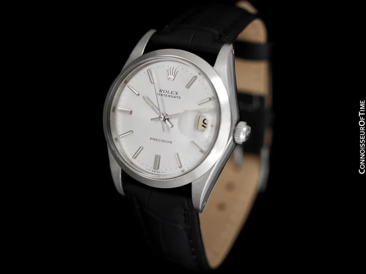 1971 Rolex Oysterdate Vintage Mens Silver Dial Watch with Date - Stainless Steel