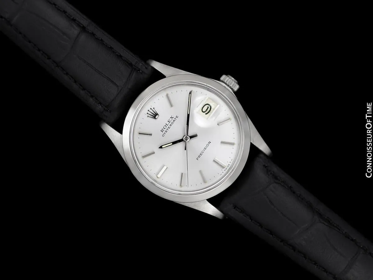 1971 Rolex Oysterdate Vintage Mens Silver Dial Watch with Date - Stainless Steel