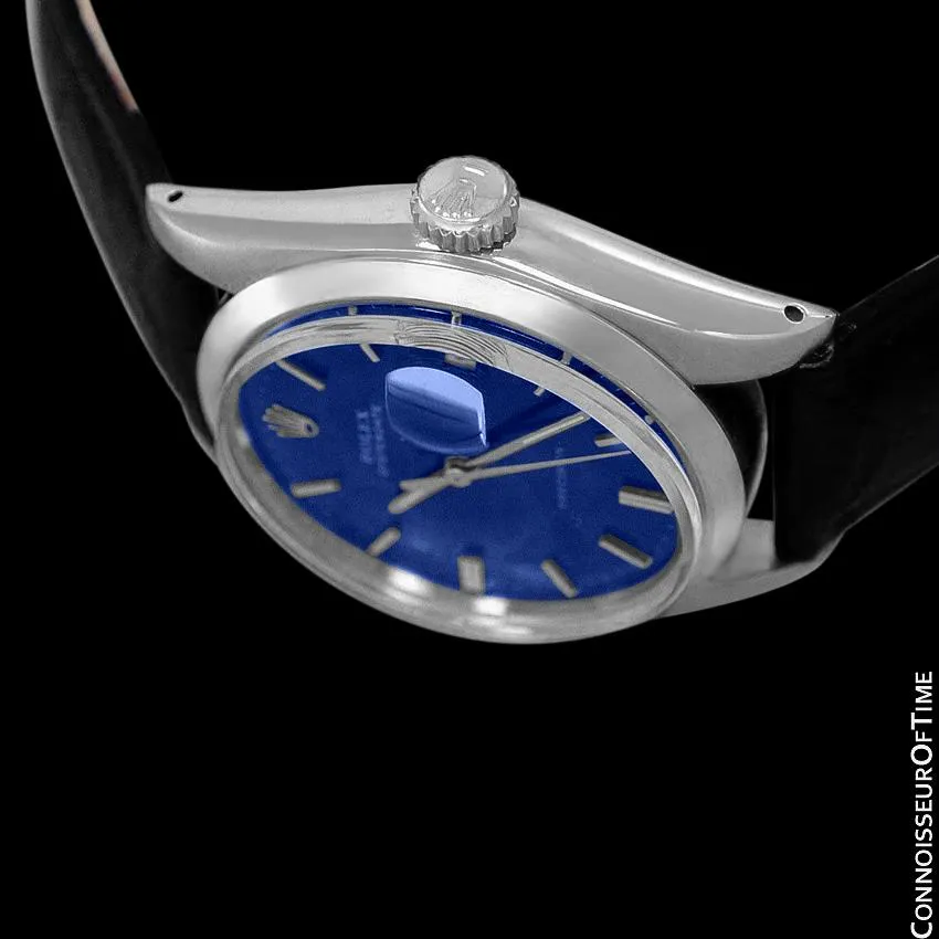1982 Rolex Oysterdate Vintage Mens Blue Dial Watch with Date - Stainless Steel