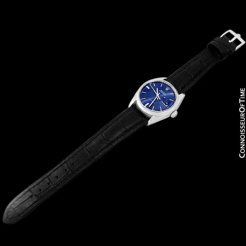 1982 Rolex Oysterdate Vintage Mens Blue Dial Watch with Date - Stainless Steel
