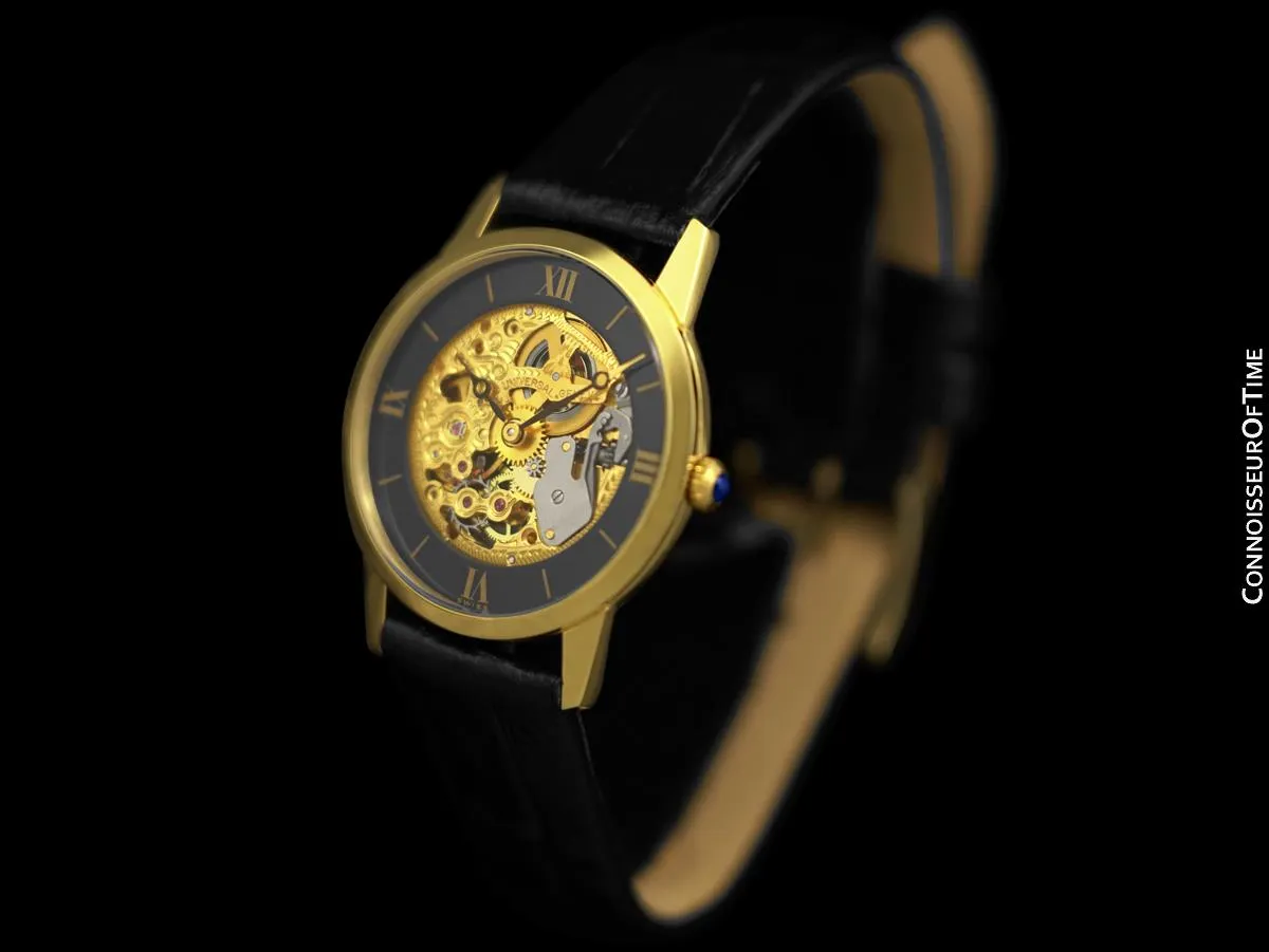 1986 Universal Geneve Skeletonized Mens Midsized Handwound Watch - 18K Gold