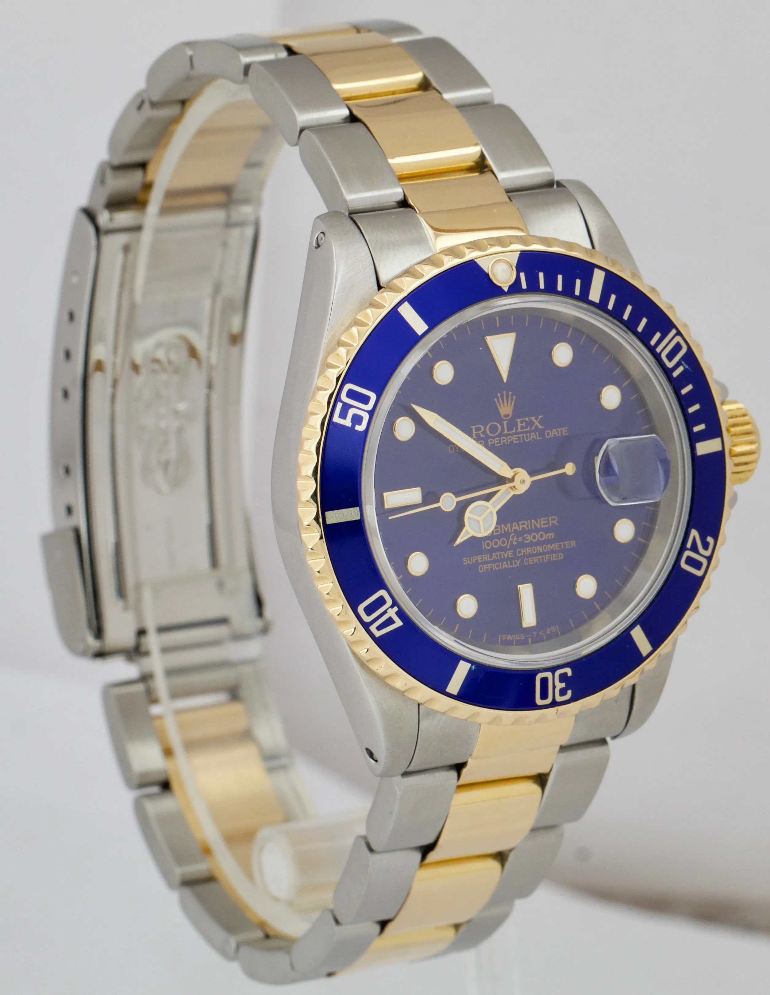 1993 Rolex Submariner Date 16613 Two-Tone Gold Stainless Steel Blue 40mm Watch