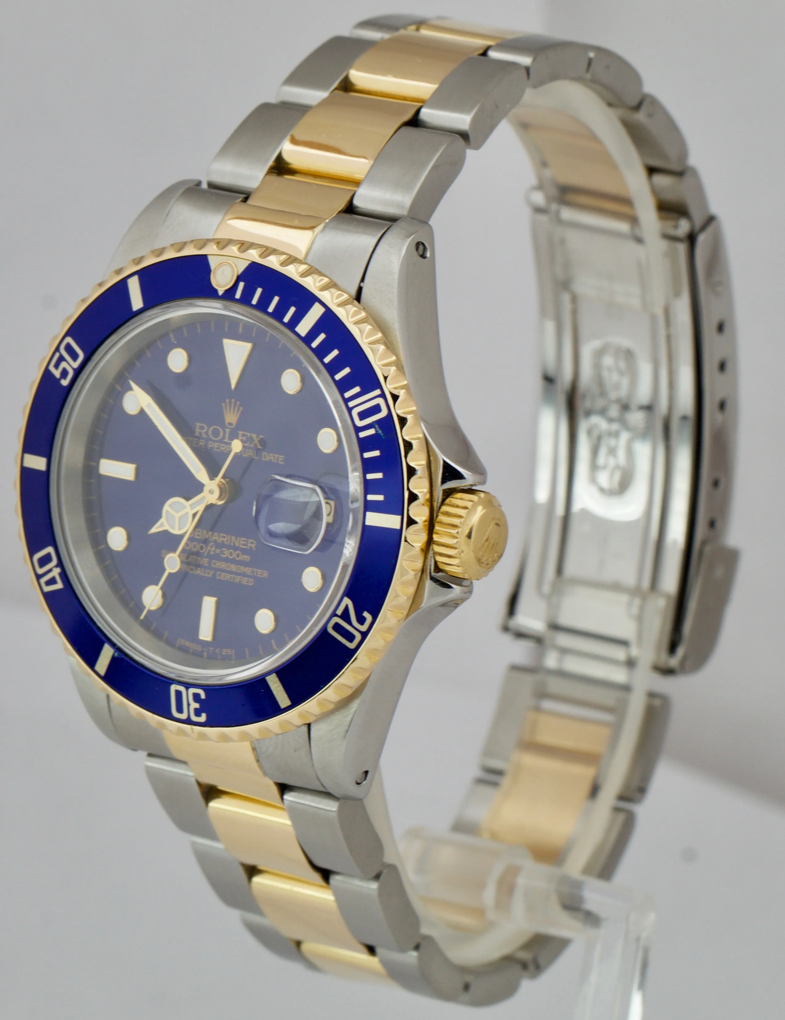 1993 Rolex Submariner Date 16613 Two-Tone Gold Stainless Steel Blue 40mm Watch
