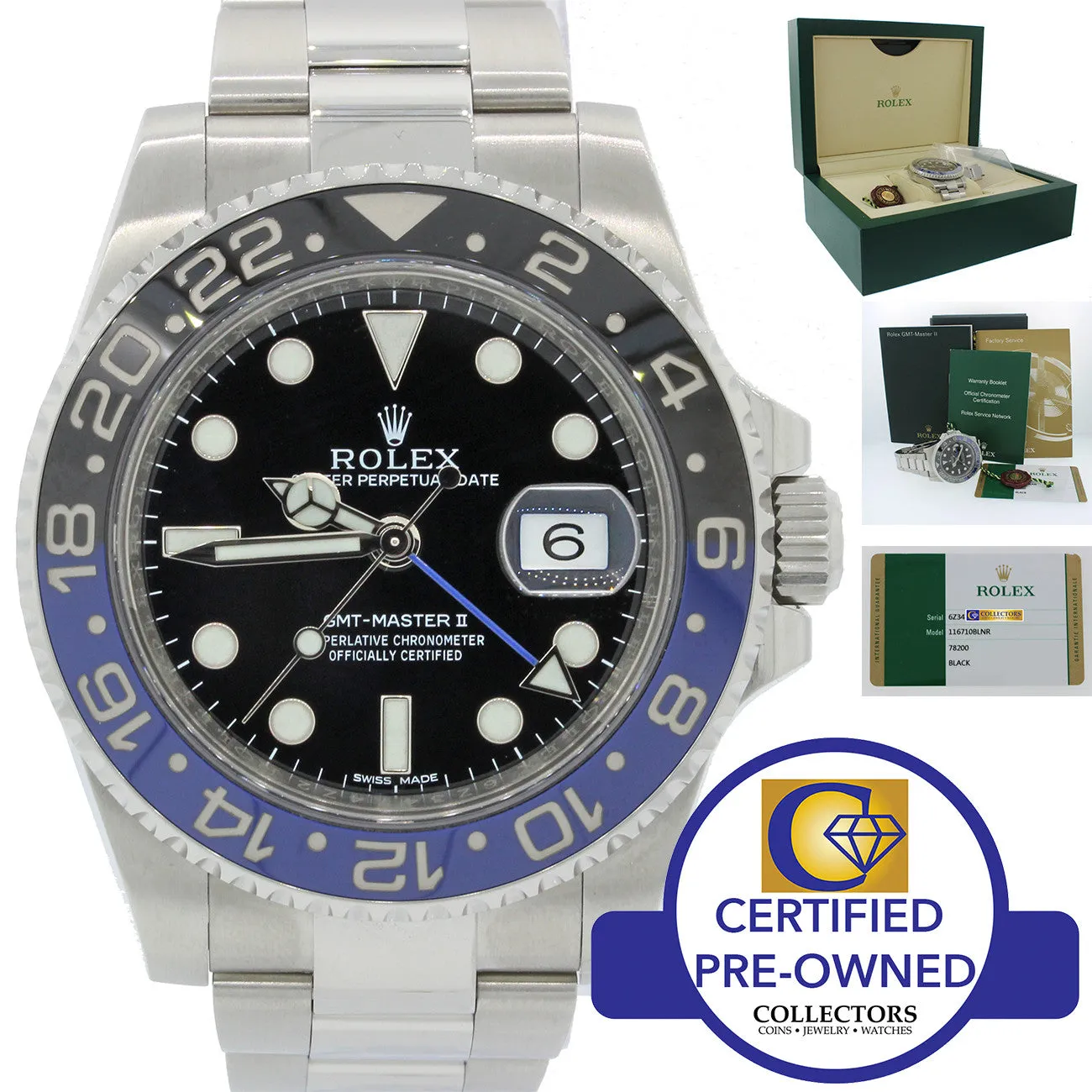2014 Rolex GMT Master II 116710 BLNR Steel Ceramic Batman 40mm Watch Box