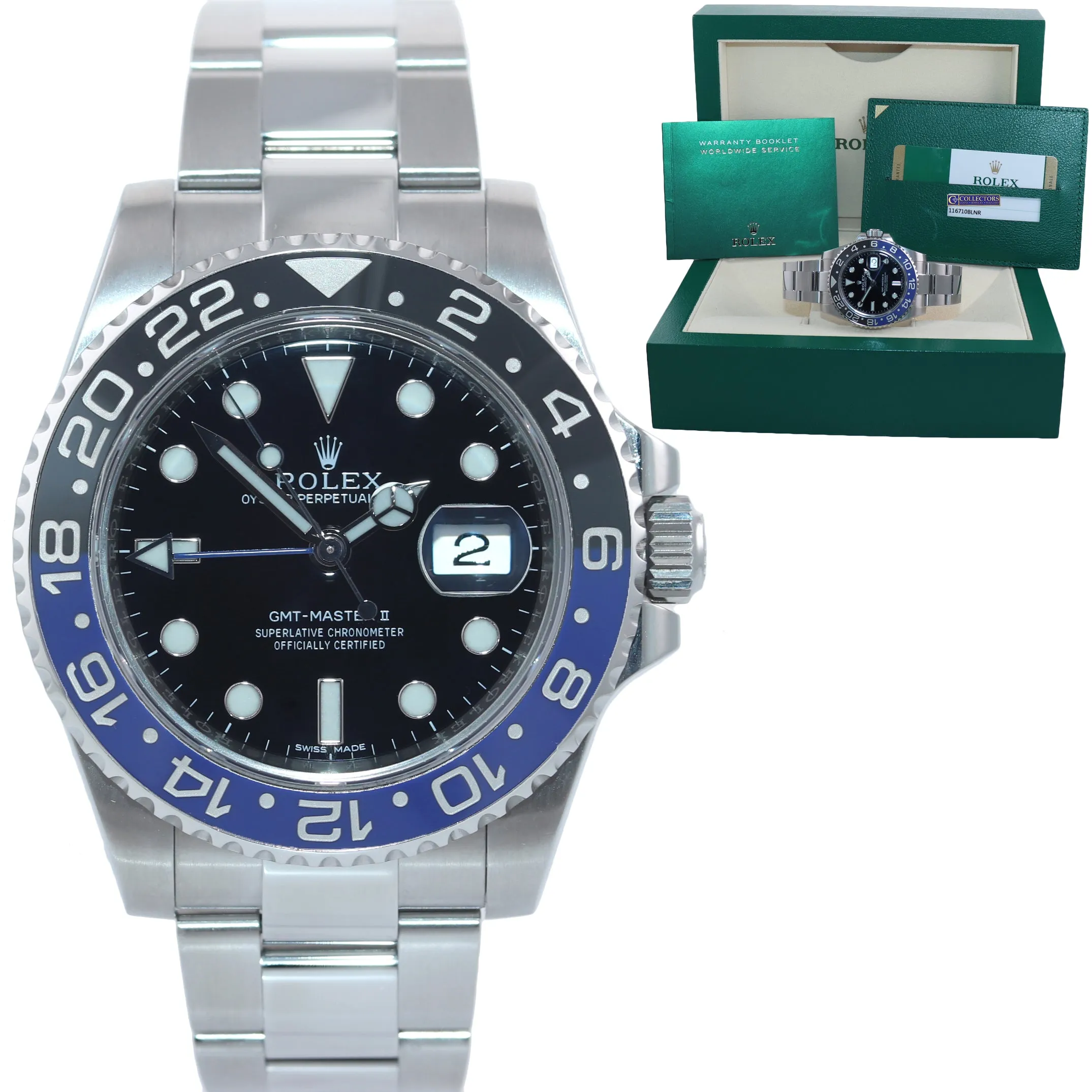 2015 PAPERS Rolex GMT Master Blue 116710 BLNR Ceramic Bezel Batman Watch Box
