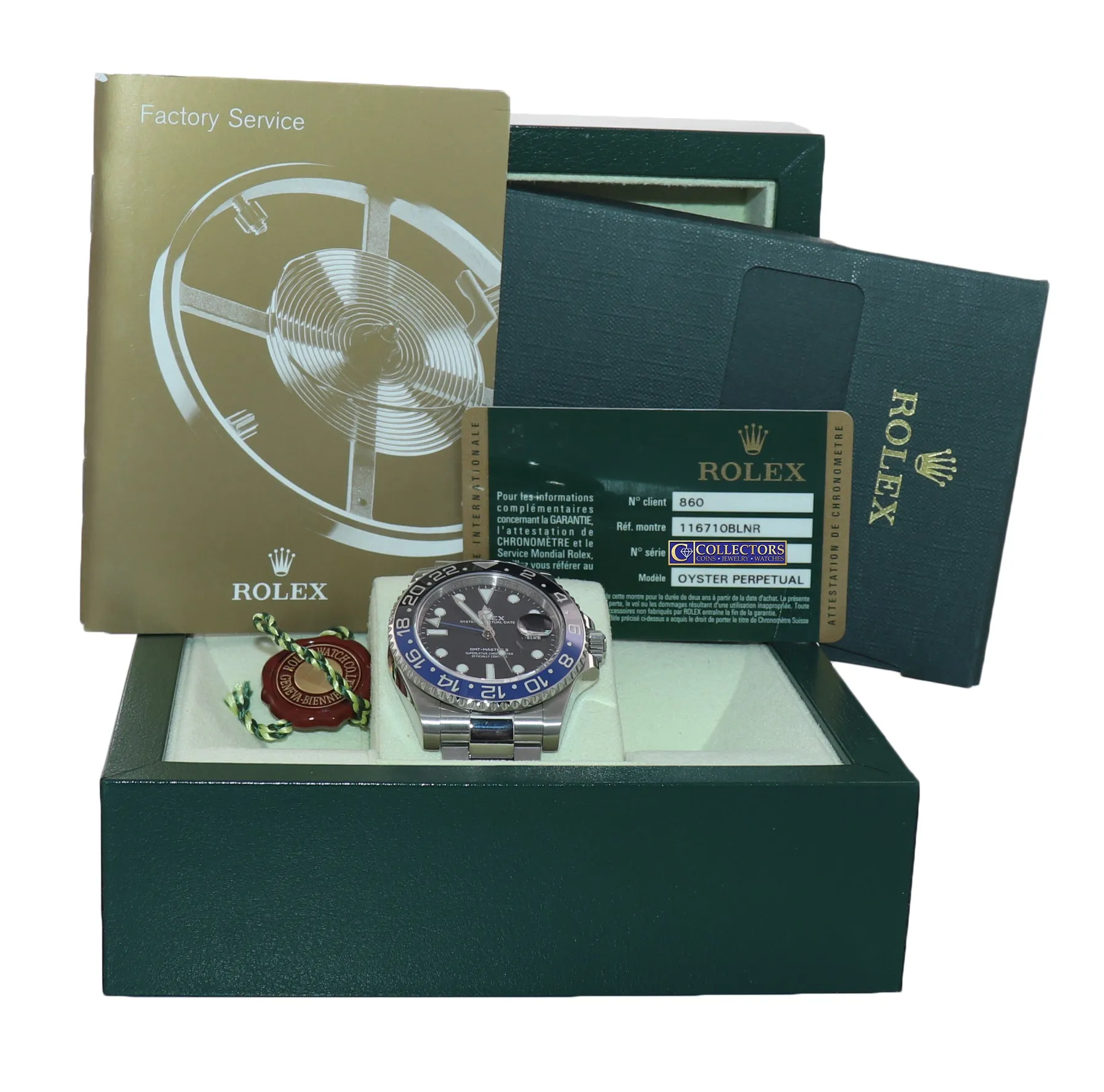 2015 PAPERS Rolex GMT Master Blue 116710 BLNR Ceramic Bezel Batman Watch Box