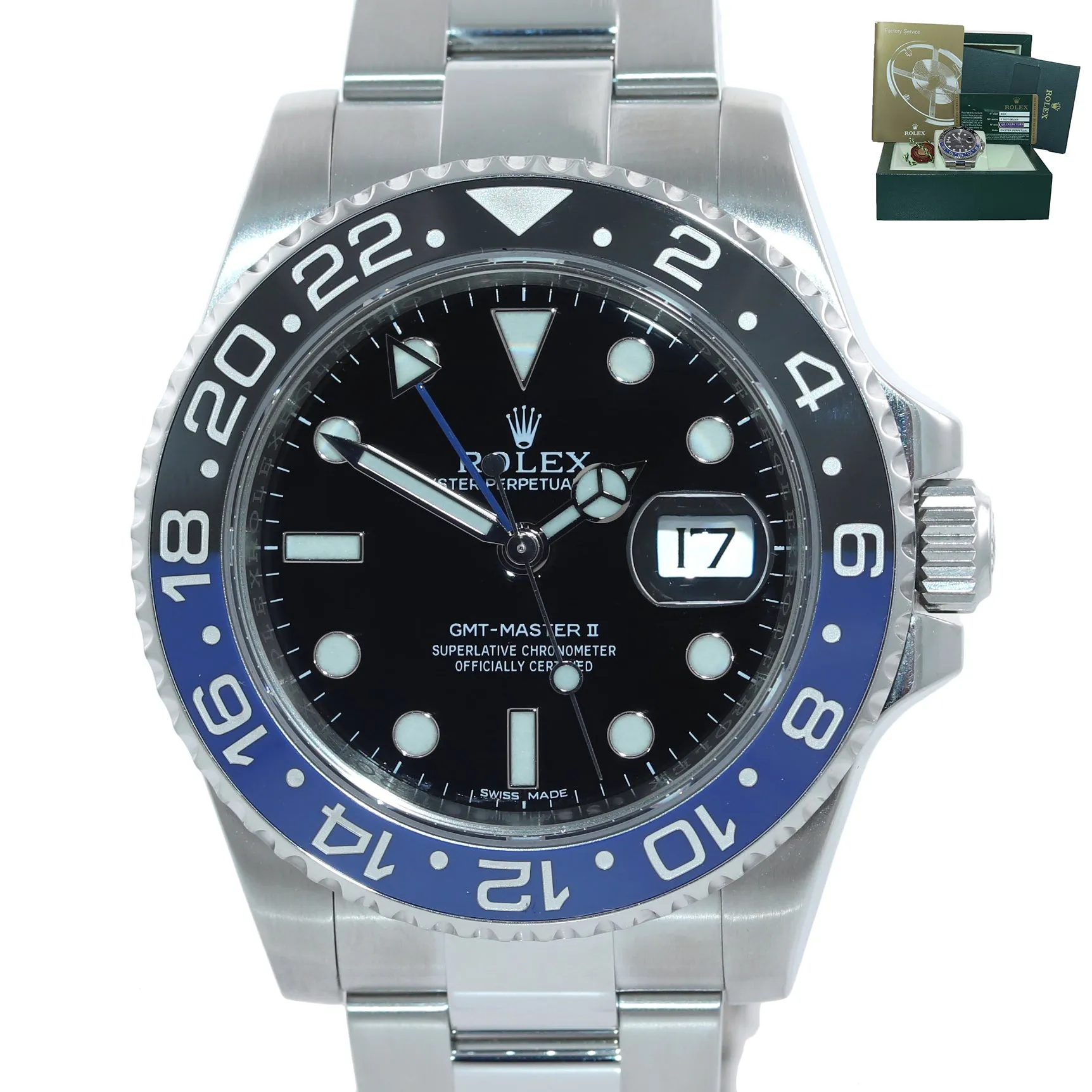 2015 PAPERS Rolex GMT Master Blue 116710 BLNR Ceramic Bezel Batman Watch Box