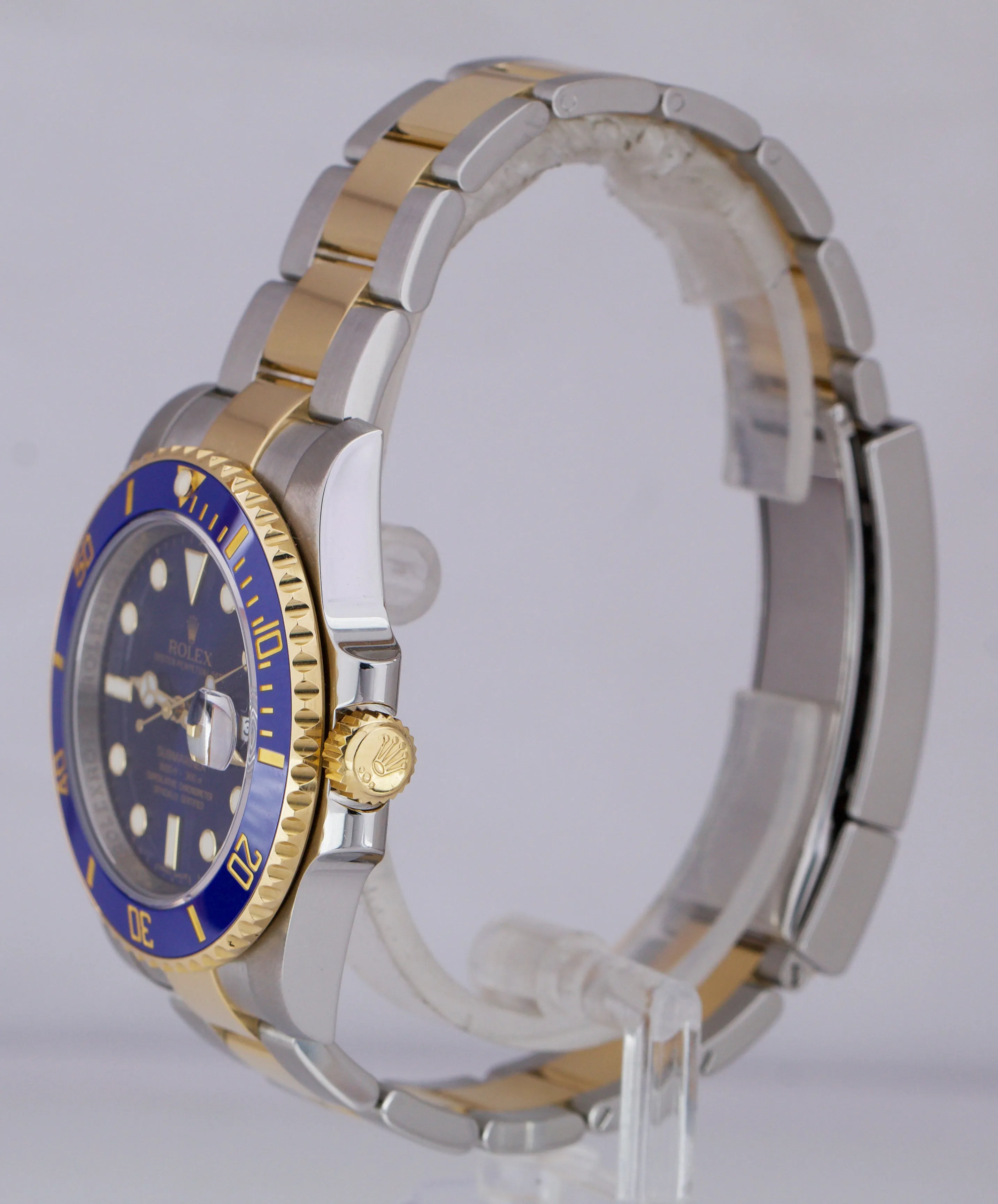 2015 Sunburst Rolex Submariner Ceramic 116613 LB Two-Tone Gold Blue Dive Watch