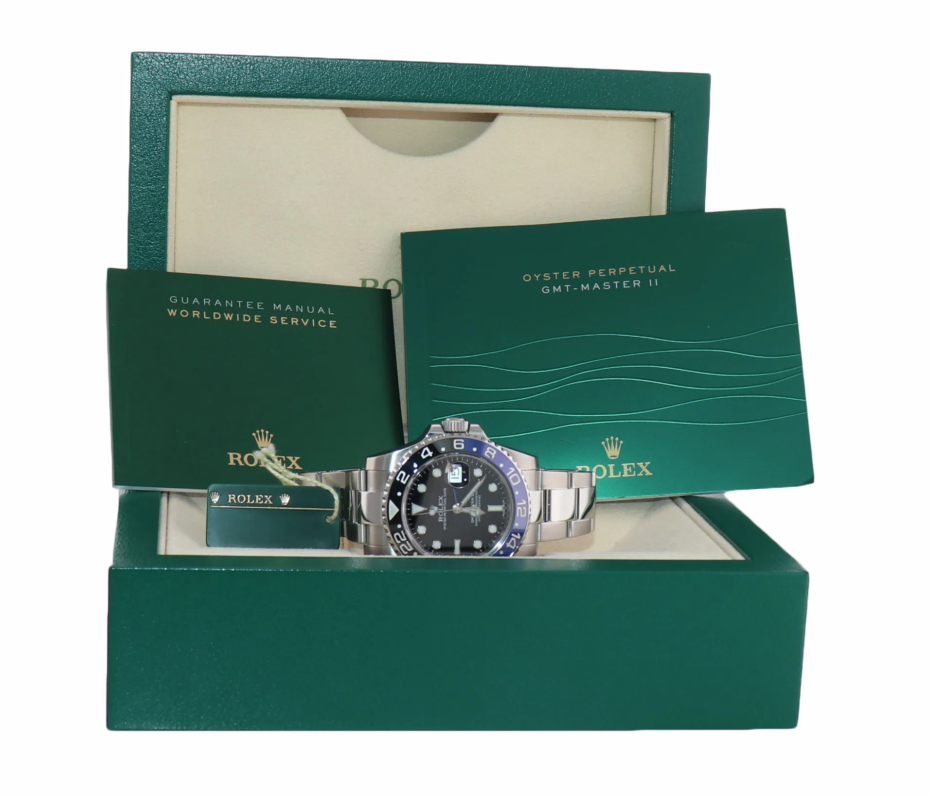 2016 Hangtag Rolex GMT Master II Blue 116710 BLNR Steel Ceramic Batman Watch Box