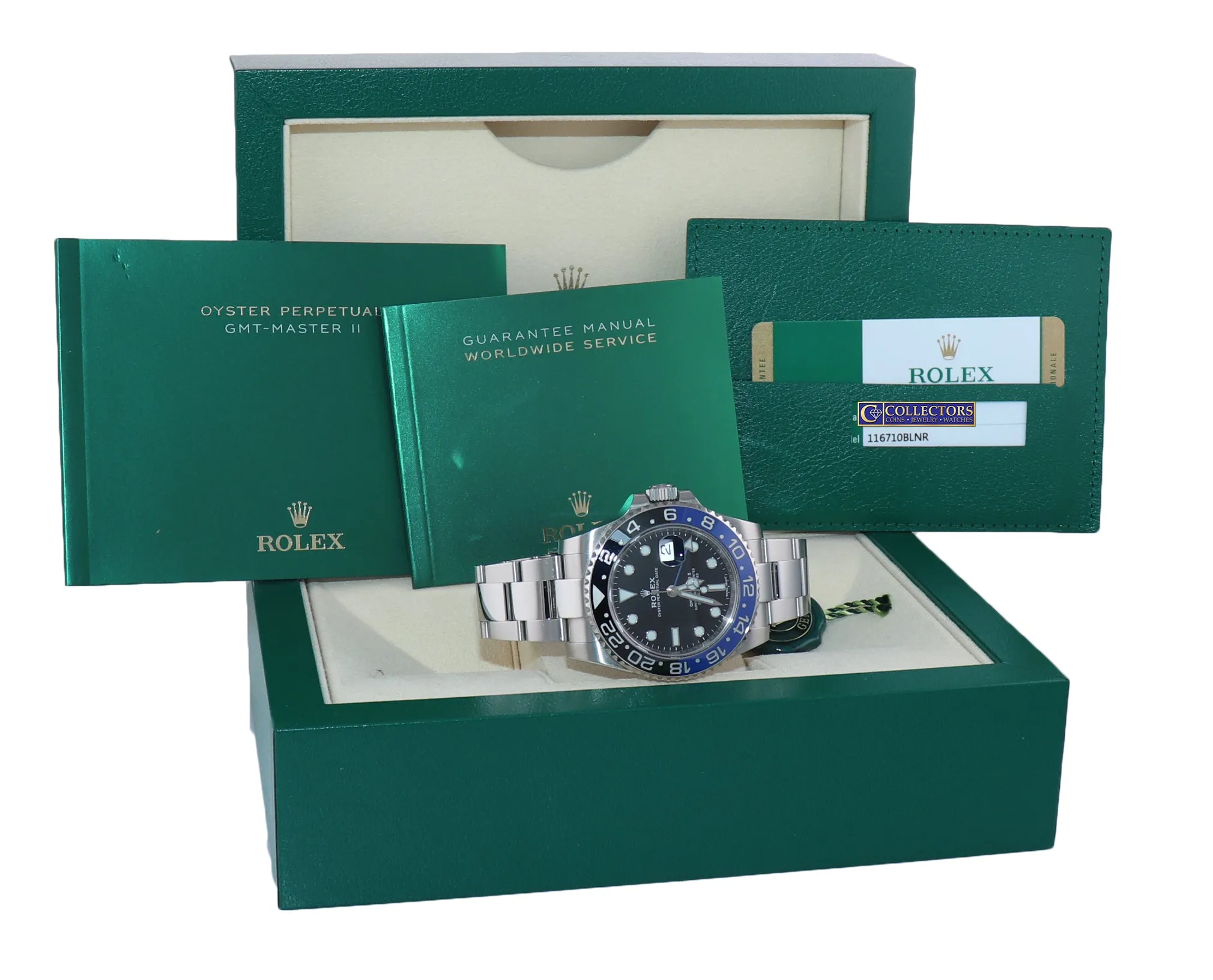 2017 PAPERS Rolex GMT Master II 116710 Steel Ceramic Batman Blue Bezel Watch Box