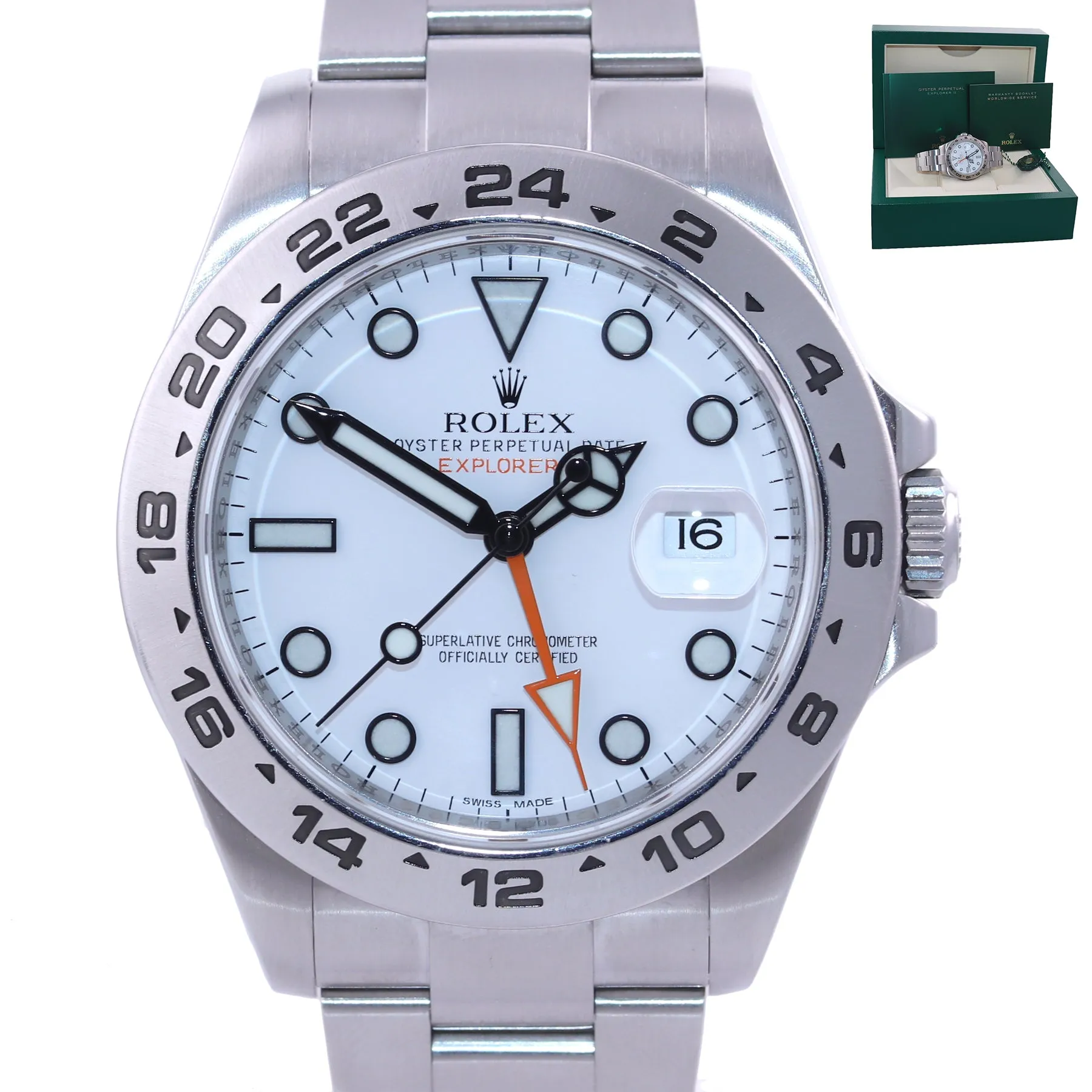 2018-2019 Rolex Explorer II 42mm Polar 216570 White Steel Oyster GMT Watch Box