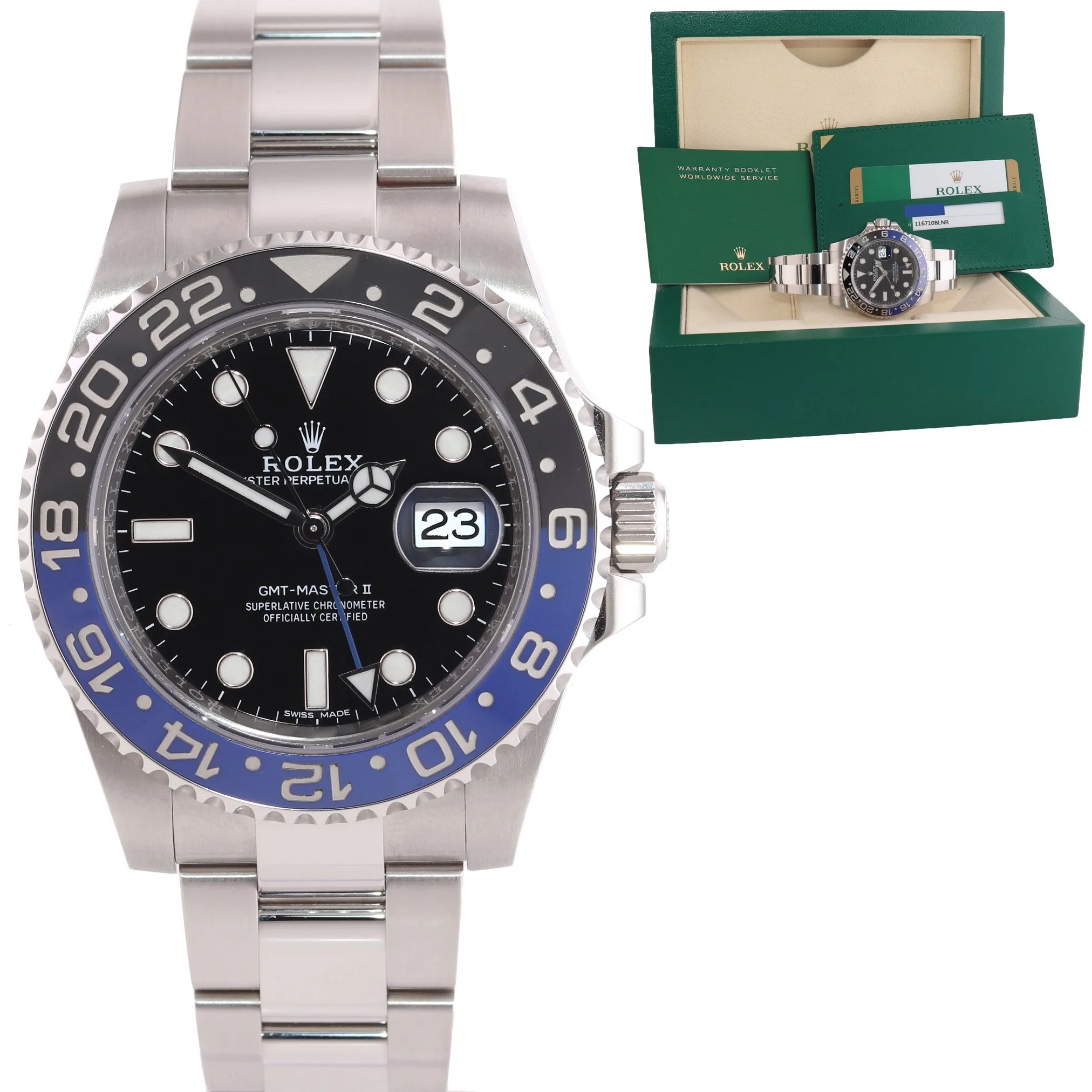 2019 Papers Rolex GMT Master 2 116710 BLNR Steel Ceramic Batman Watch