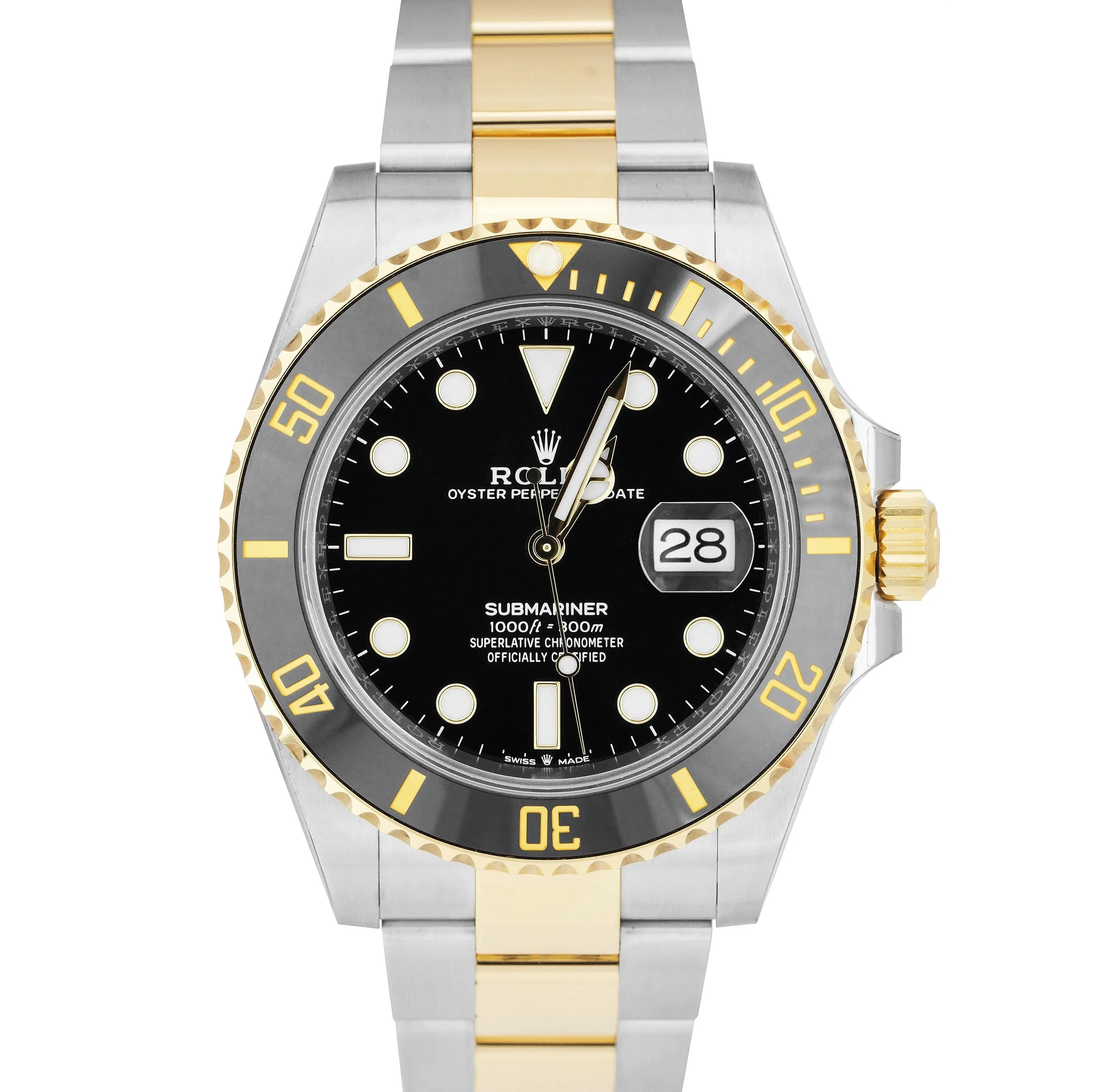 2021 Rolex Submariner Date 41mm Ceramic Two-Tone Gold Black Watch 126613 LN B P