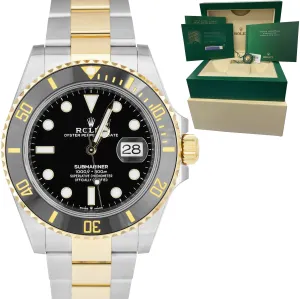 2021 Rolex Submariner Date 41mm Ceramic Two-Tone Gold Black Watch 126613 LN B P