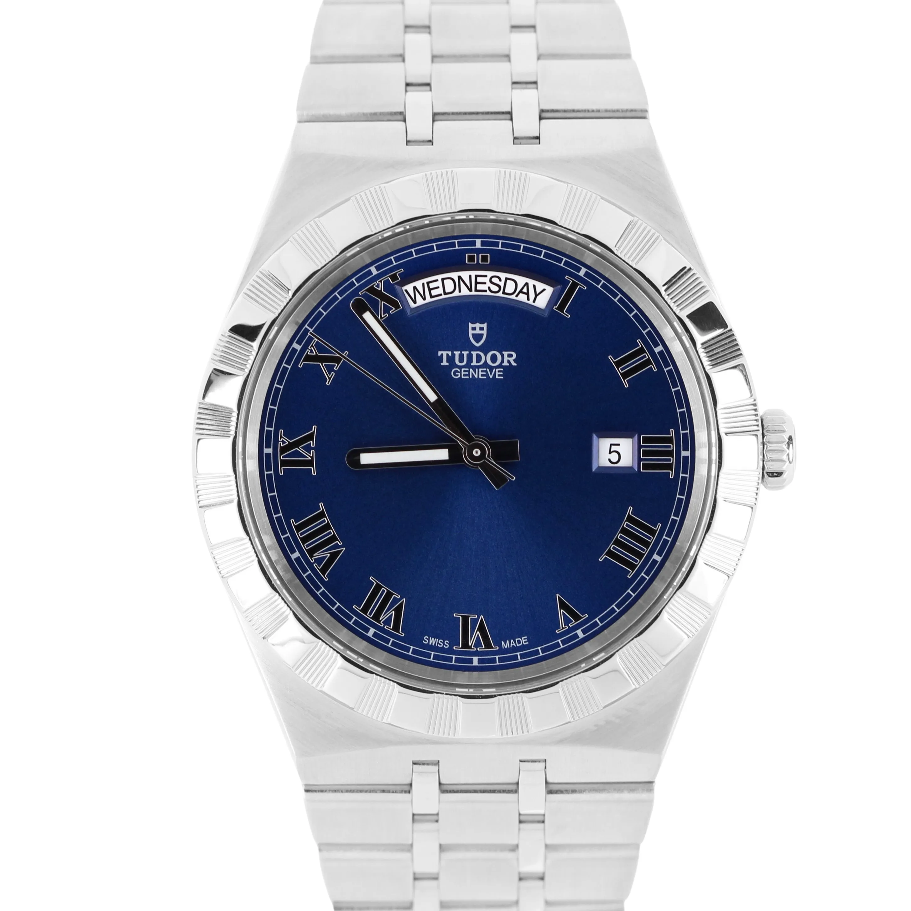 2022 PAPERS Tudor Royal Day Date Stainless Steel Blue 41mm 28600 Automatic Watch