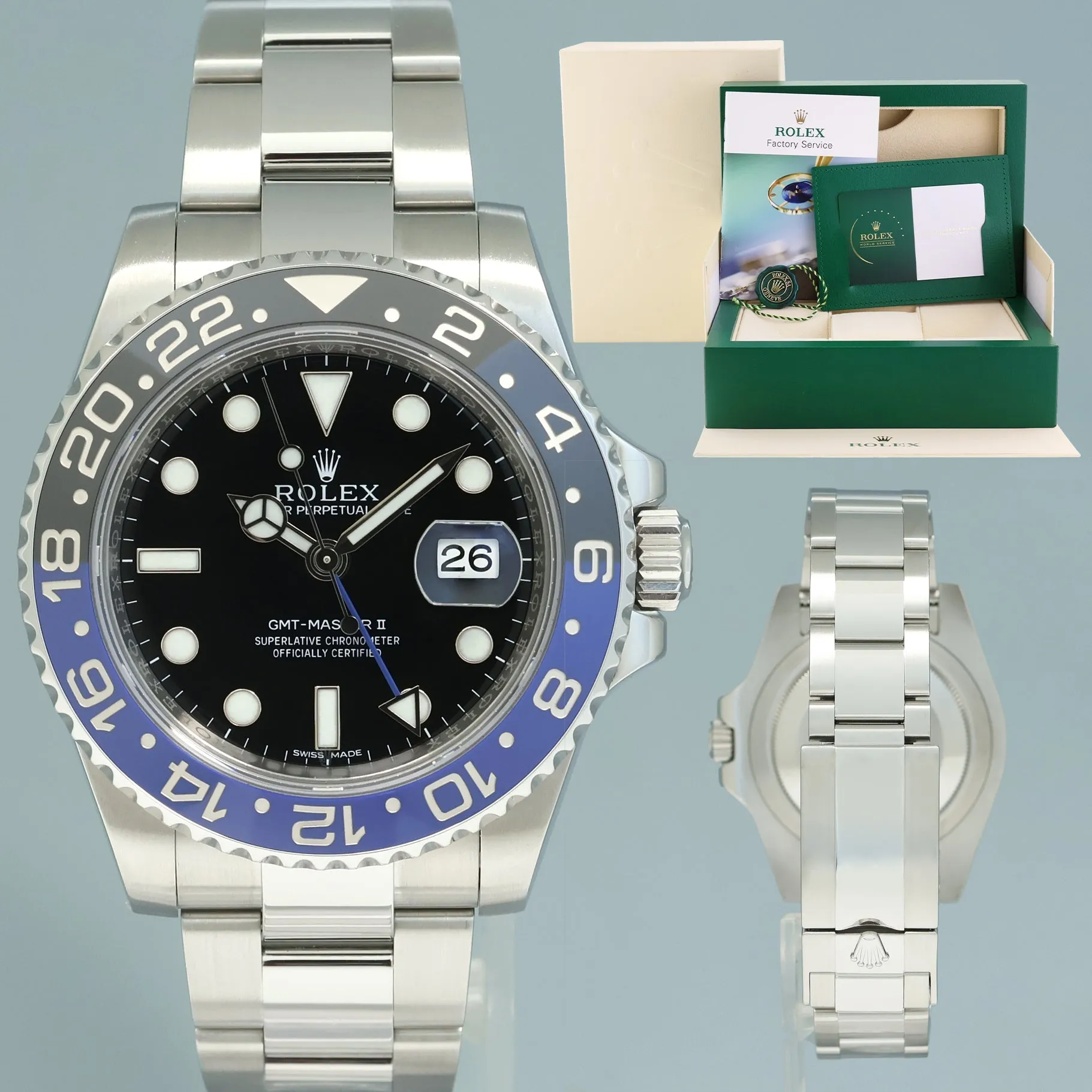 2024 RSC SERVICE Rolex GMT Master II 116710 BLNR Steel Ceramic Batman Blue Watch Box