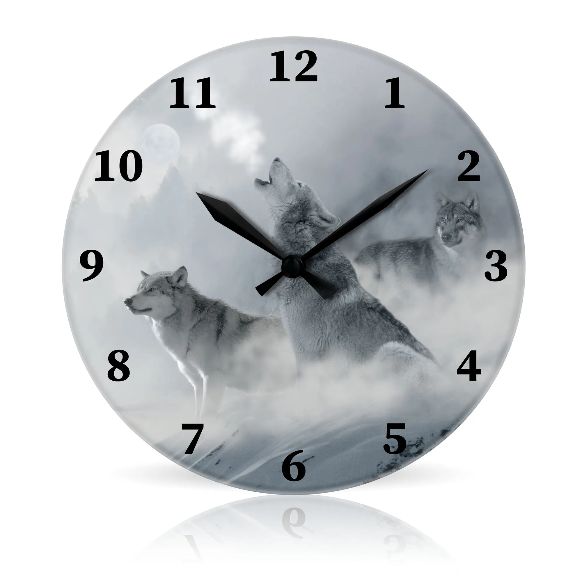 3 Wolf Moon <br>Round Acrylic Wall Clock 10.75"
