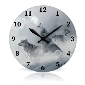 3 Wolf Moon <br>Round Acrylic Wall Clock 10.75"