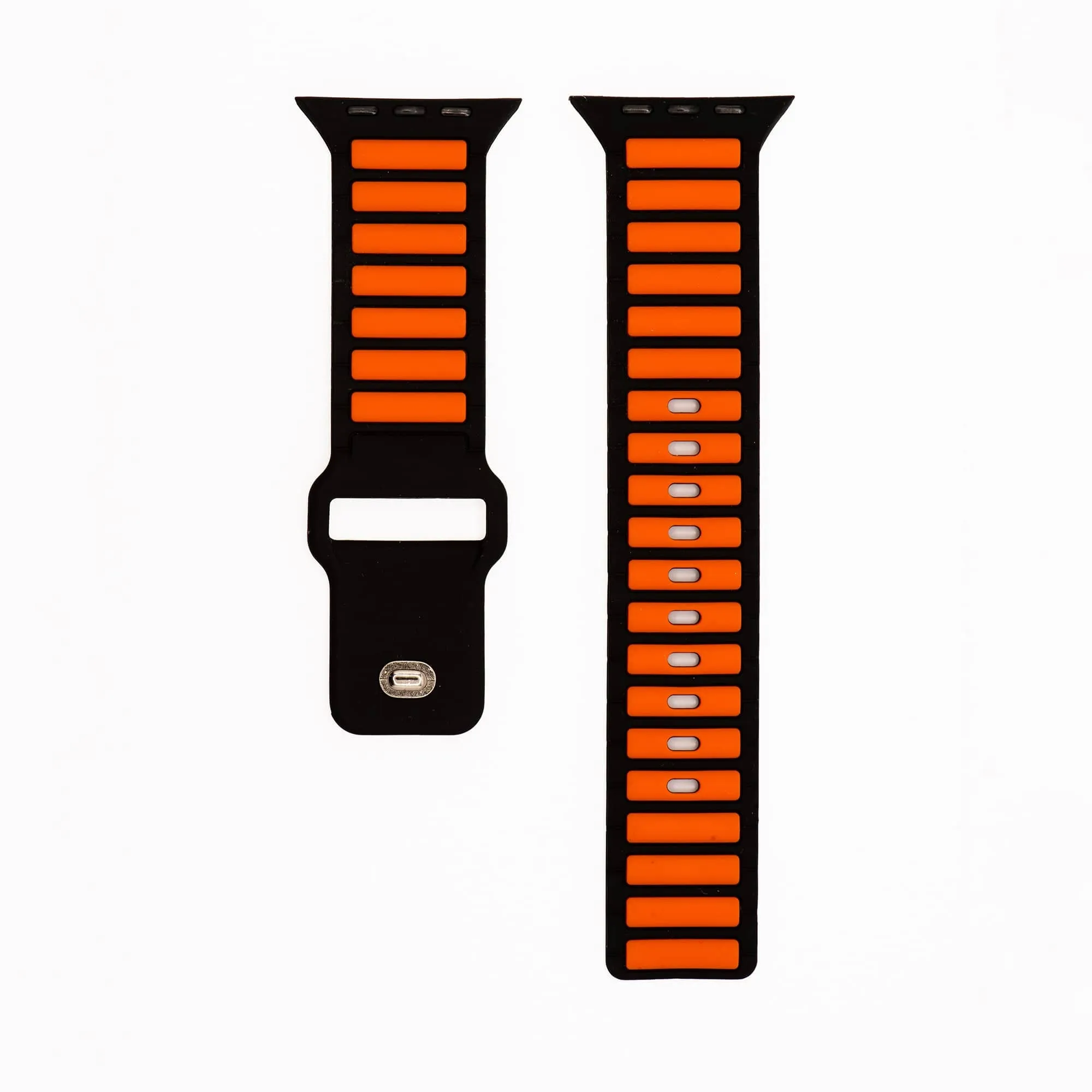 Apple Band - Silicone Ripple - Black & Orange