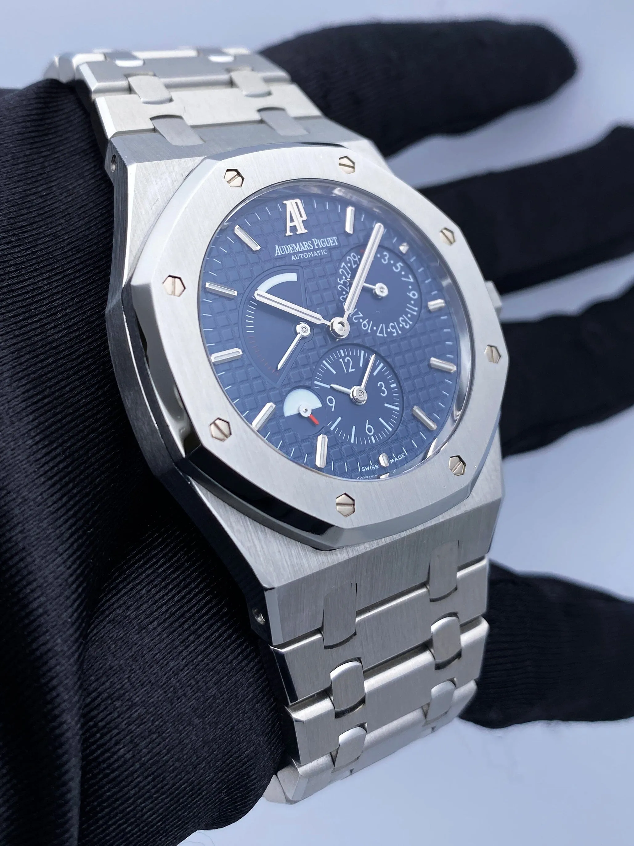 Audemars Piguet Royal Oak 26120ST Dual Time Blue Dial Mens Watch Box Papers