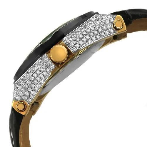 Avianne&Co Octavian Collection Mens White Steel Diamond Watch 6.50 Ctw