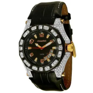 Avianne&Co Octavian Collection Mens White Steel Diamond Watch 6.50 Ctw