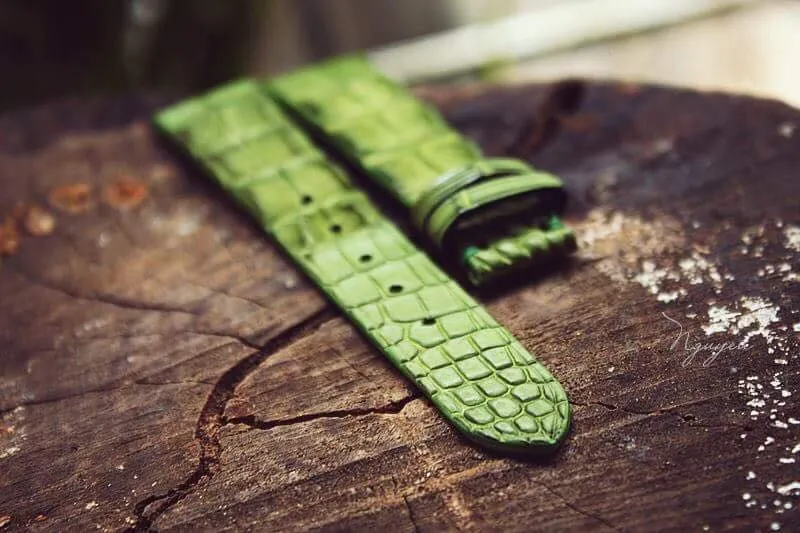 BESPOKE GENUINE GREEN CROCODILE SKIN LEATHER STRAP HDCS25