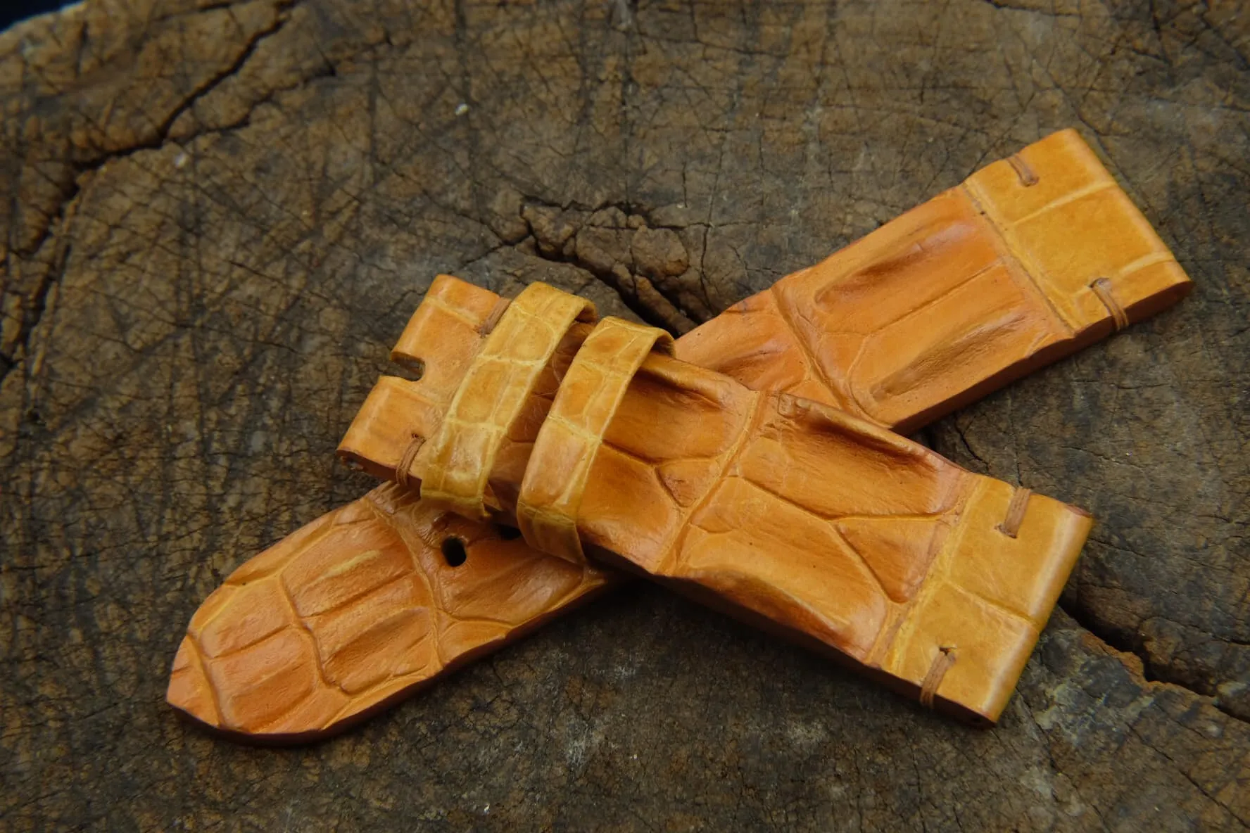 BESPOKE GENUINE YELLOW CROCODILE SKIN LEATHER STRAP HDCS21