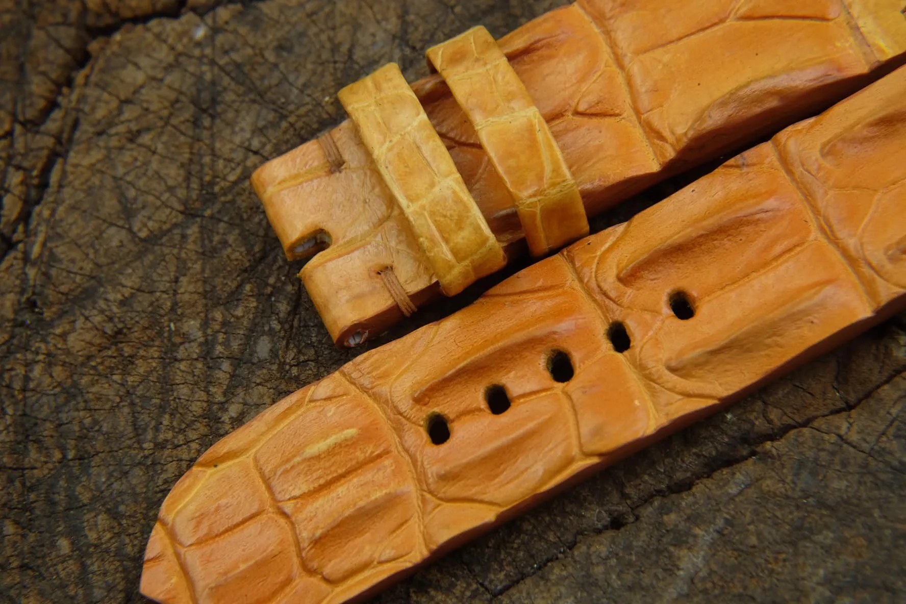 BESPOKE GENUINE YELLOW CROCODILE SKIN LEATHER STRAP HDCS21