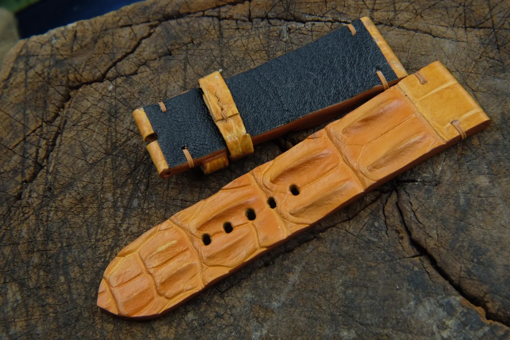 BESPOKE GENUINE YELLOW CROCODILE SKIN LEATHER STRAP HDCS21
