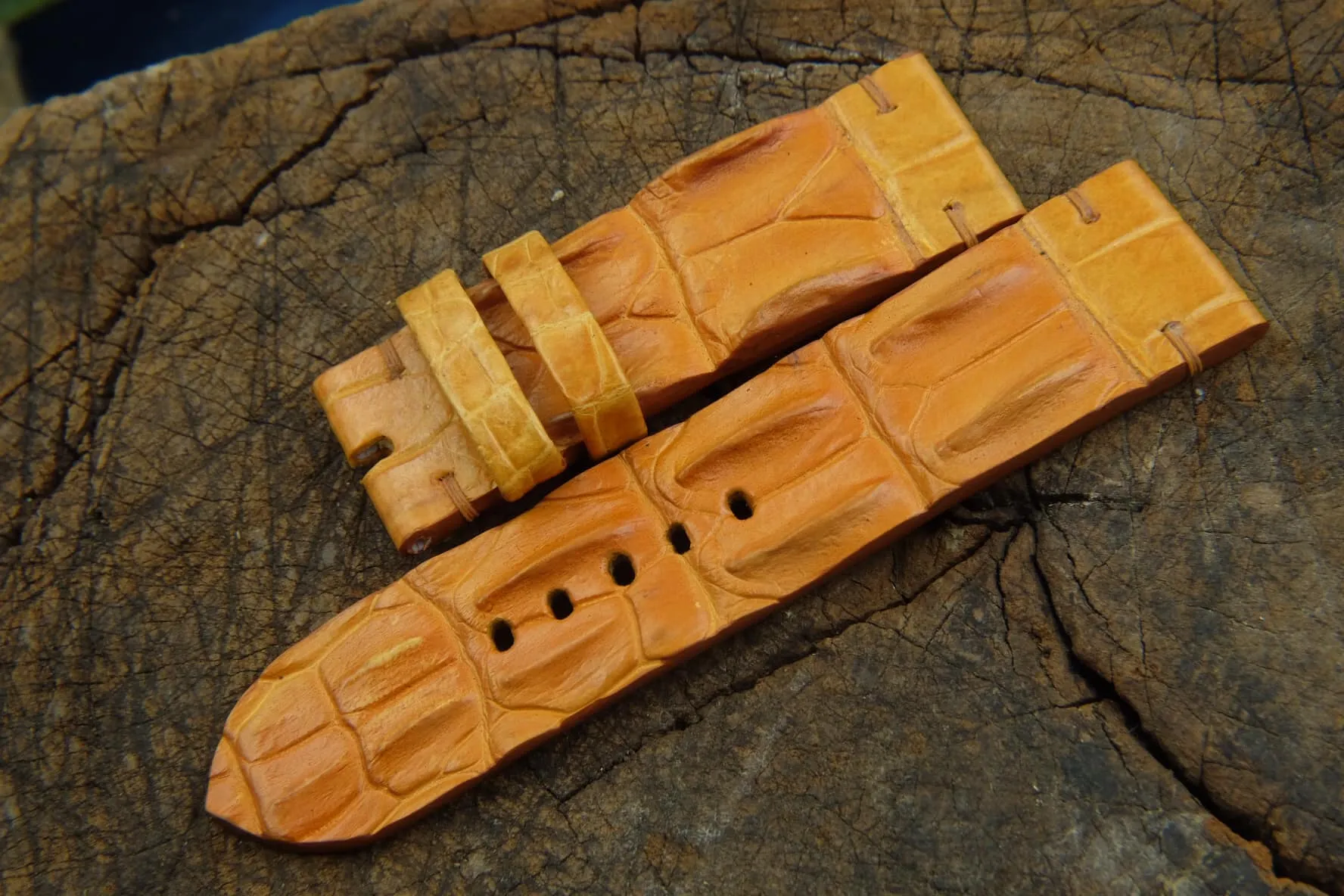 BESPOKE GENUINE YELLOW CROCODILE SKIN LEATHER STRAP HDCS21