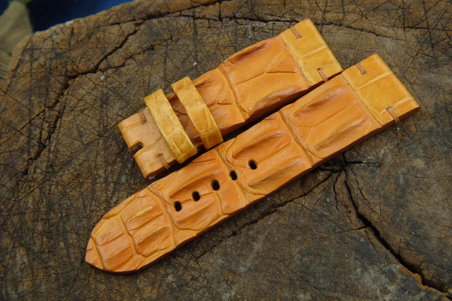 BESPOKE GENUINE YELLOW CROCODILE SKIN LEATHER STRAP HDCS21