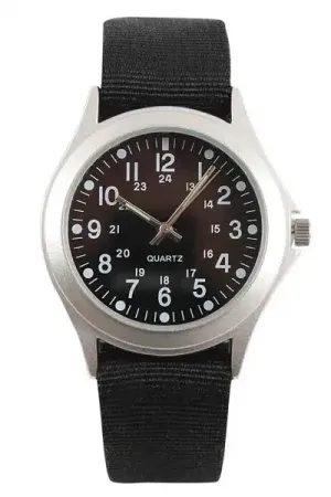 Black Quartz Movement Analog Military Watch
