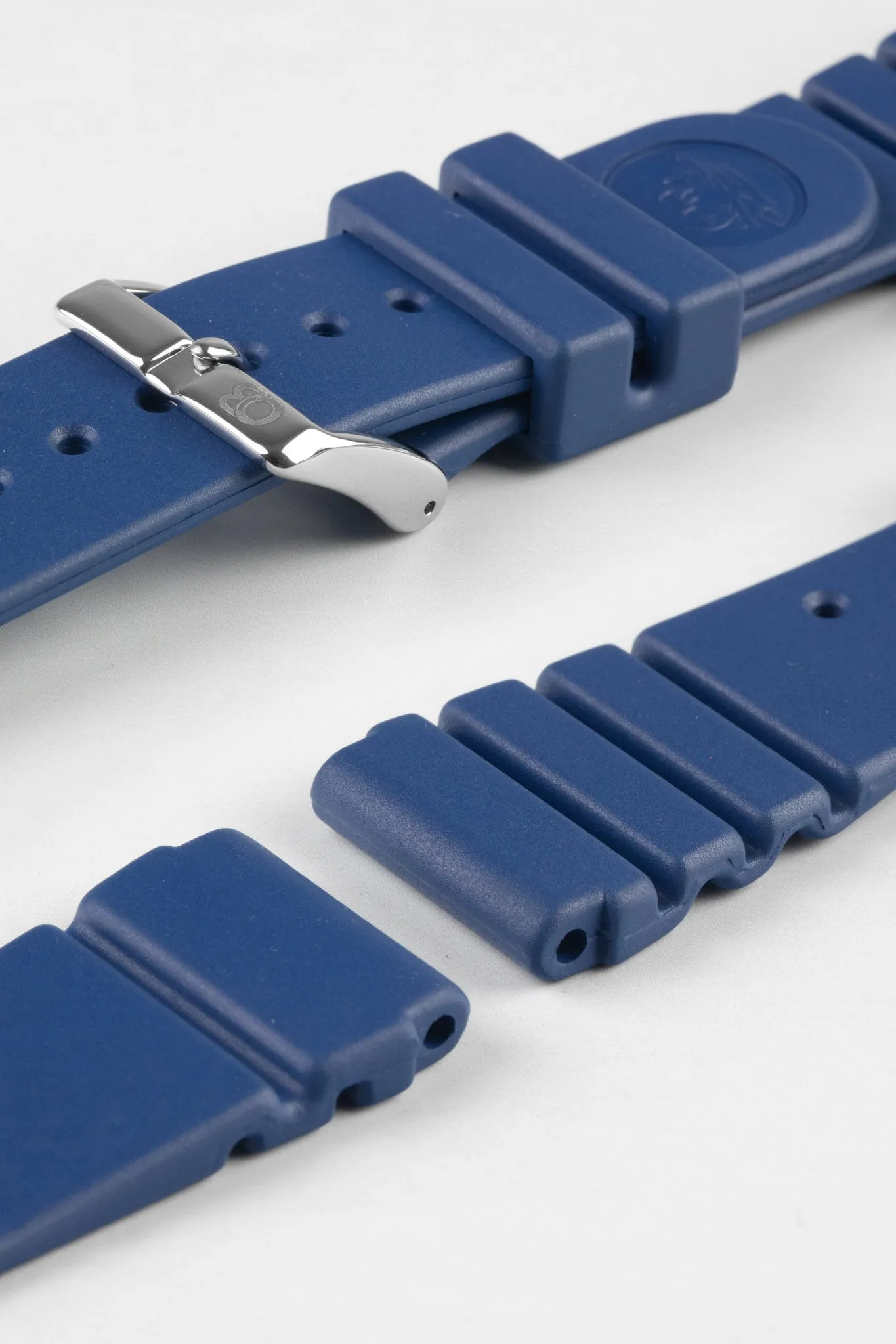 Bonetto Cinturini 284 Premium Rubber Sports Watch Strap in BLUE