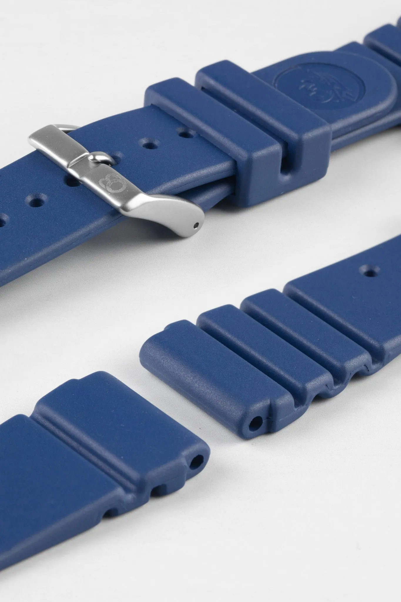 Bonetto Cinturini 284 Premium Rubber Sports Watch Strap in BLUE