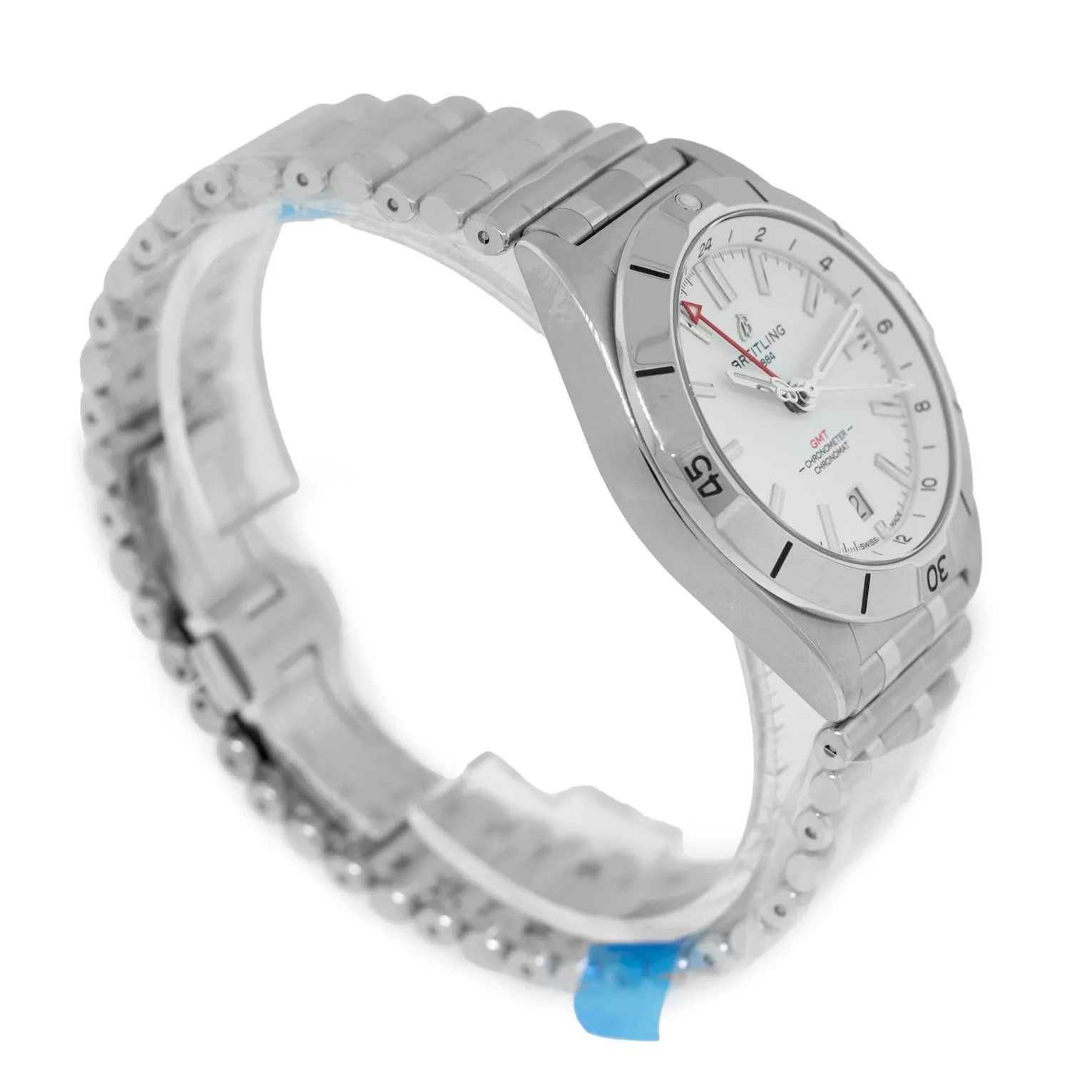 Breitling Chronomat Automatic GMT 40 mm Stainless Steel White Index Dial Steel Bezel A32398